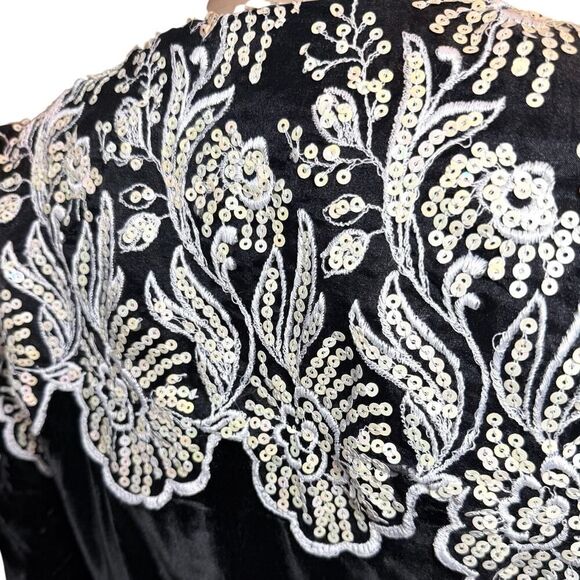 VTG Jessica McClintock Black Velvet Sequin Victorian Goth Glam Bolero Jacket S - Picture 16 of 16